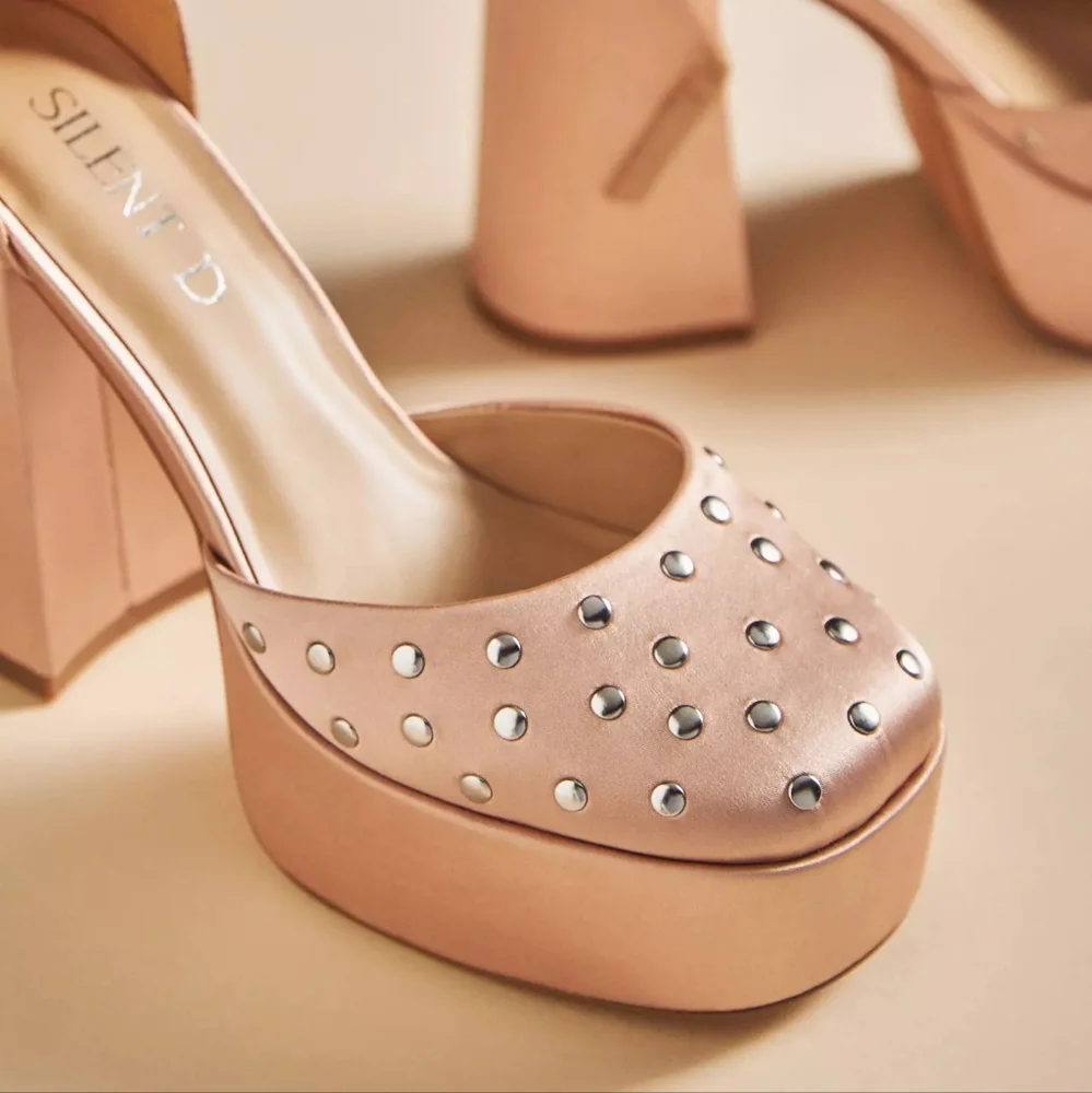 Anthropologie Silent D Grace Mary Jane Heels Rose Pink Embellished